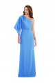 Best Stretch Crepe Long One Shoulder Peacock Blue Trumpet Prom Dress Canada