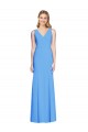 Best Stretch Crepe Keyhole Back Long V-Neck Peacock Blue Trumpet Prom Dress Canada