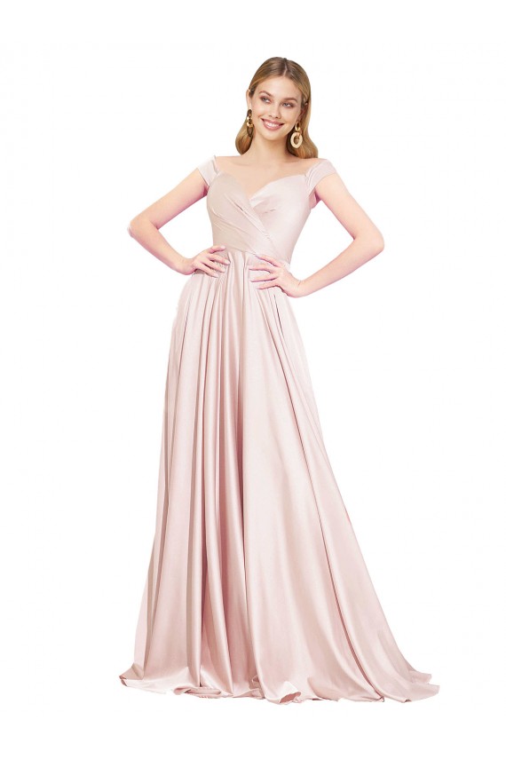 Best Satin Long Off the Shoulder A-Line Prom Dress Canada