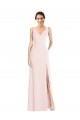 Best Stretch Crepe Low Back Long V-Neck A-Line Black Tie Prom Dress Canada