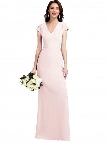 Best Stretch Crepe Long V-Neck A-Line Prom Dresses Canada