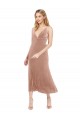 Best Stretch Velvet V-Back Midi Length V-Neck Pink A-Line Prom Dress Canada