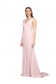 Best Stretch Crepe V-Back Sweep Train V-Neck A-Line Black Tie Prom Dress Canada