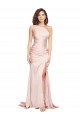 Best Silky Satin Long One Shoulder Sheath Black Tie Prom Dress Canada