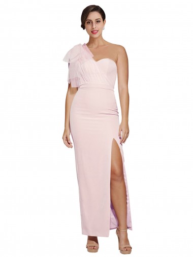 Best Stretch Crepe Low Back Long One Shoulder Sheath Prom Dress Canada