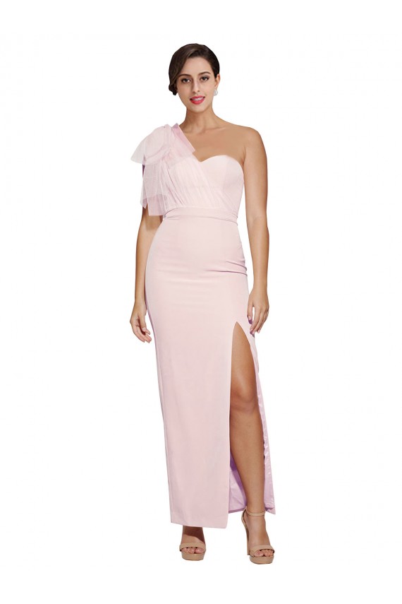 Best Stretch Crepe Low Back Long One Shoulder Sheath Prom Dress Canada