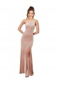 Best Stretch Velvet Long One Shoulder Pink Sheath Black Tie Prom Dress Canada