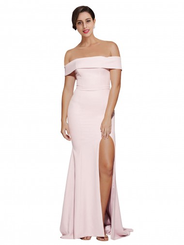 Best Stretch Crepe Sweep Train Square Neck Sheath Prom Dresses Canada