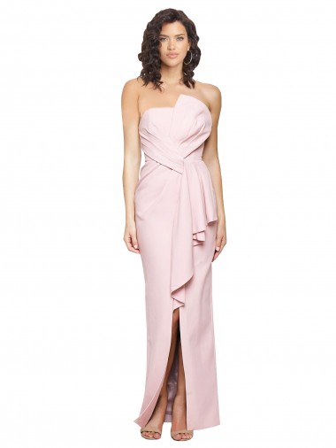 Best Stretch Crepe Low Back Long Strapless Pink Sheath Prom Dress Canada