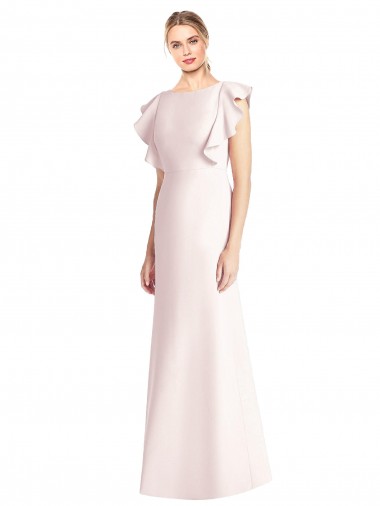 Best Stretch Crepe Open Back Long Bateau Neck Pink Trumpet Prom Dress Canada