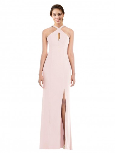 Best Stretch Crepe Low Back Long Halter Neck Trumpet Prom Dress Canada