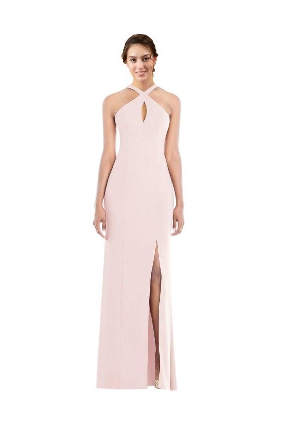 Best Stretch Crepe Low Back Long Halter Neck Trumpet Prom Dress Canada