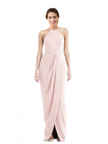 Best Stretch Crepe Long Halter Neck Trumpet Prom Dress Canada