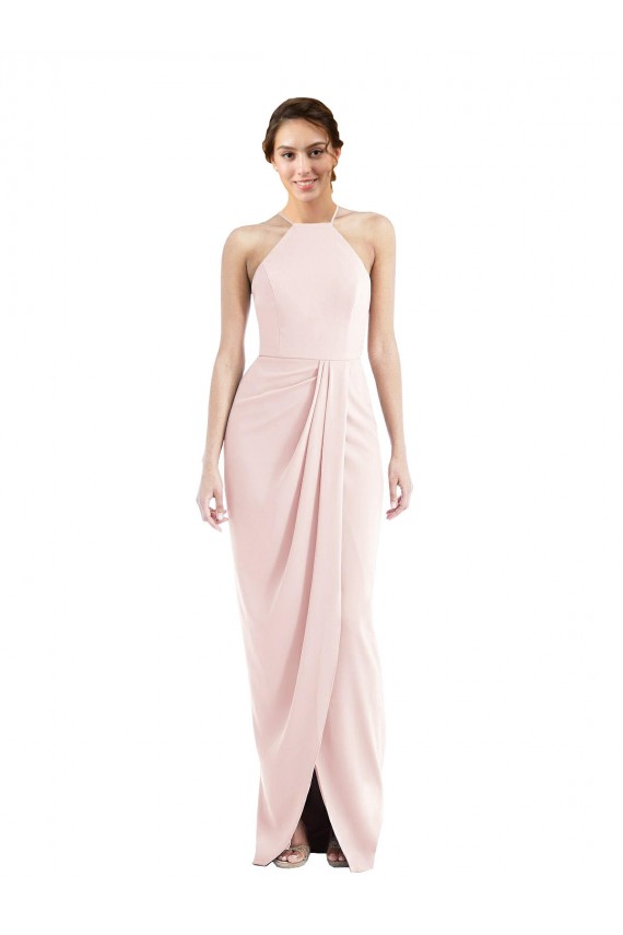 Best Stretch Crepe Long Halter Neck Trumpet Prom Dress Canada
