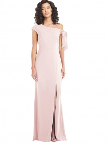 Best Stretch Crepe Long Off the Shoulder Pink Trumpet Prom Dress Canada