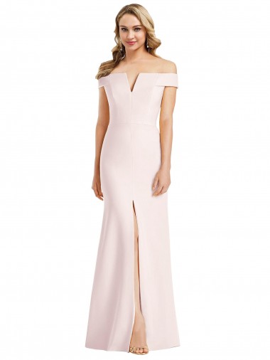 Best Stretch Crepe Long V-Neck Trumpet Front Slit Prom Dress Canada