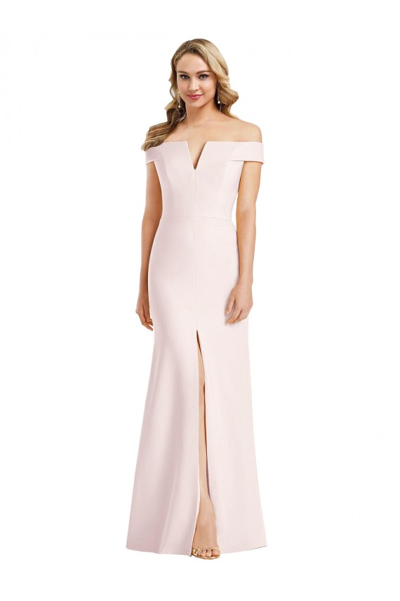Best Stretch Crepe Long V-Neck Trumpet Front Slit Prom Dress Canada