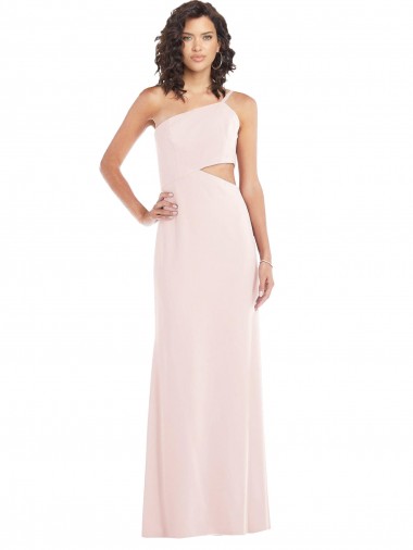 Best Stretch Crepe Long One Shoulder Pink Trumpet Prom Dress Canada