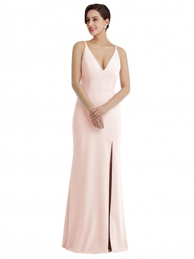 Best Stretch Crepe Long V-Neck Trumpet Prom Dresses Canada