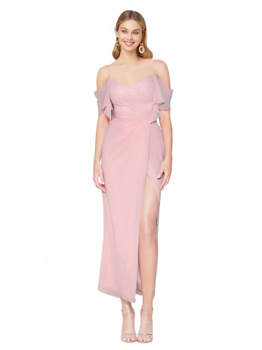Best Soft Chiffon Knee Length Off the Shoulder Mermaid Prom Dress Canada