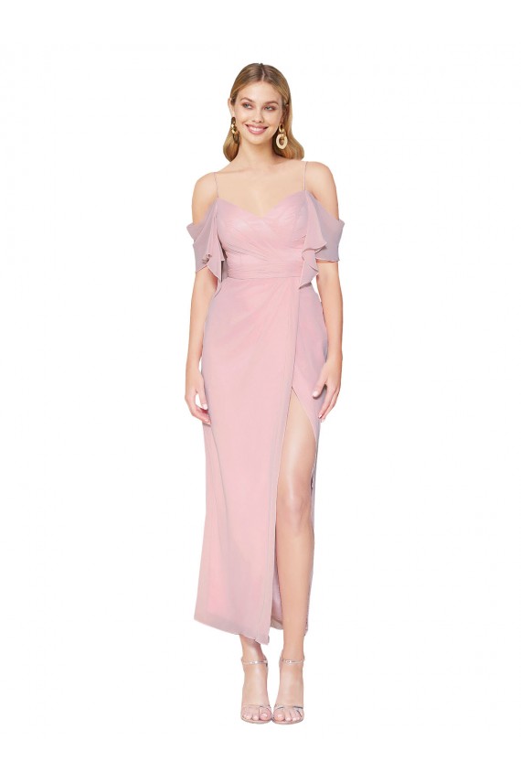 Best Soft Chiffon Knee Length Off the Shoulder Mermaid Prom Dress Canada