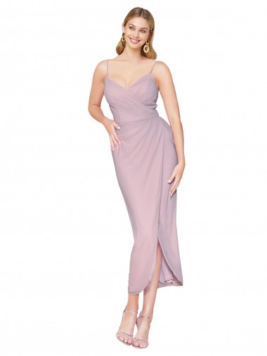 Best Soft Chiffon V-Back Knee Length Spaghetti Straps Mermaid High Low Prom Dress Canada
