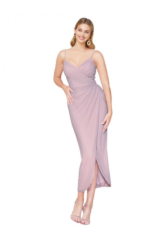 Best Soft Chiffon V-Back Knee Length Spaghetti Straps Mermaid High Low Prom Dress Canada
