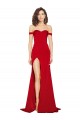 Best Silky Satin Long Off the Shoulder Red A-Line Prom Dress Canada