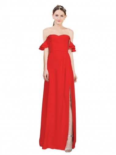 Best Stretch Crepe Long Off the Shoulder Red A-Line Prom Dress Canada