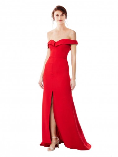 Best Stretch Crepe Long Off the Shoulder A-Line Prom Dress Canada