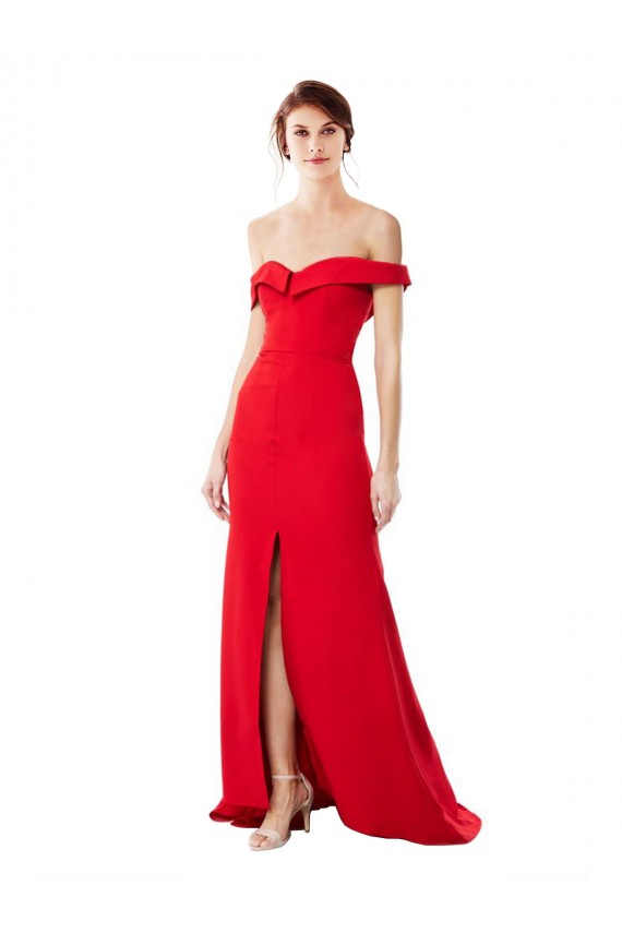 Best Stretch Crepe Long Off the Shoulder A-Line Prom Dress Canada