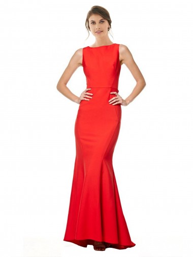 Best Stretch Crepe Open Back Long Halter Neck Mermaid Prom Dress Canada