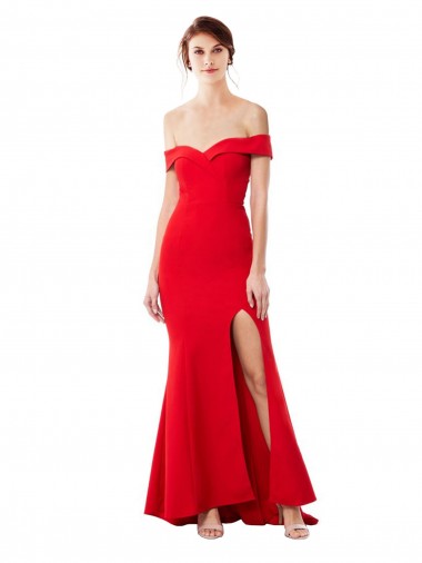 Best Stretch Crepe Long High Neck Mermaid High Slit Prom Dress Canada