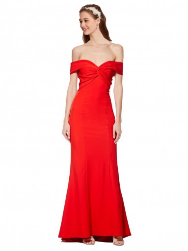 Best Stretch Crepe Long Off the Shoulder Red Mermaid Prom Dress Canada