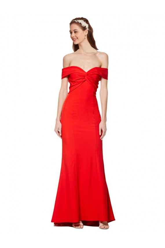 Best Stretch Crepe Long Off the Shoulder Red Mermaid Prom Dress Canada