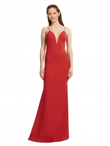Best Stretch Crepe Long V-Neck Mermaid Evening Prom Dress Canada