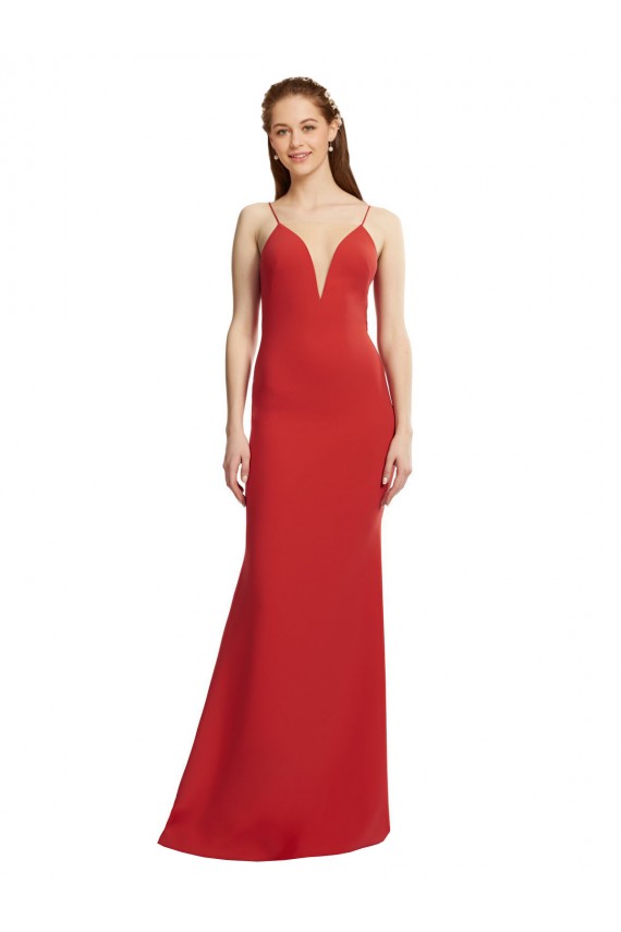 Best Stretch Crepe Long V-Neck Mermaid Evening Prom Dress Canada