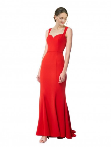 Best Stretch Crepe Long Sweetheart Red Mermaid Prom Dress Canada