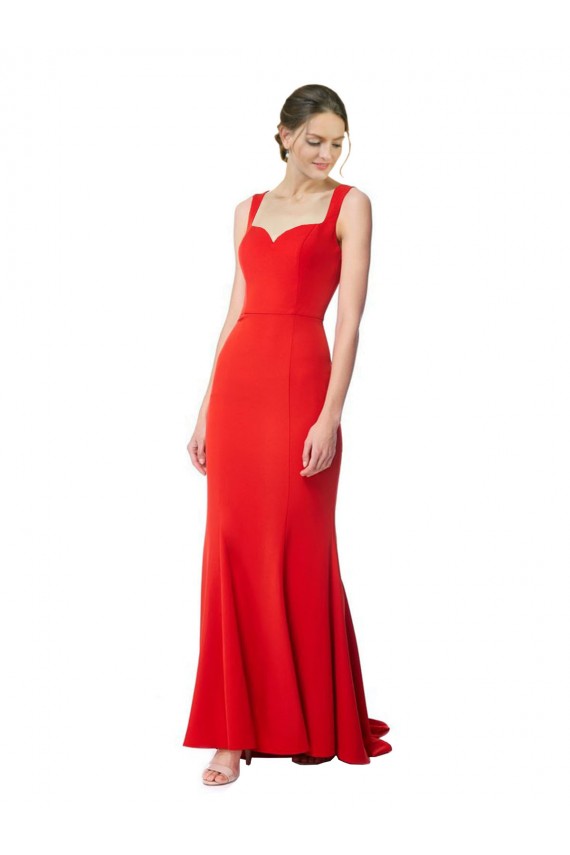 Best Stretch Crepe Long Sweetheart Red Mermaid Prom Dress Canada