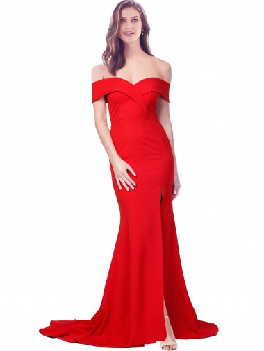 Best Stretch Crepe Long Sweetheart Mermaid Side Slit Prom Dress Canada
