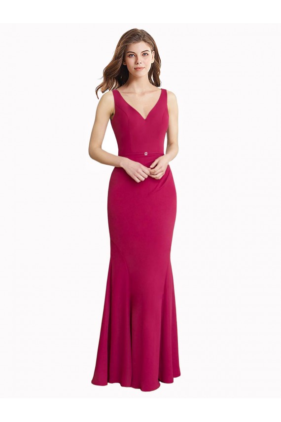 Best Soft Chiffon V-Back Long V-Neck Mermaid Prom Dress Canada