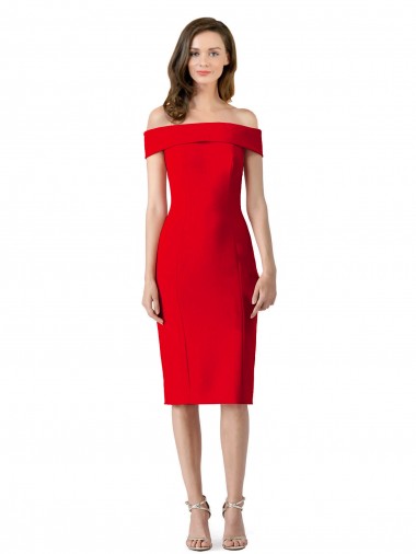 Best Stretch Crepe Cocktail Length Off the Shoulder Sheath Prom Dress Canada