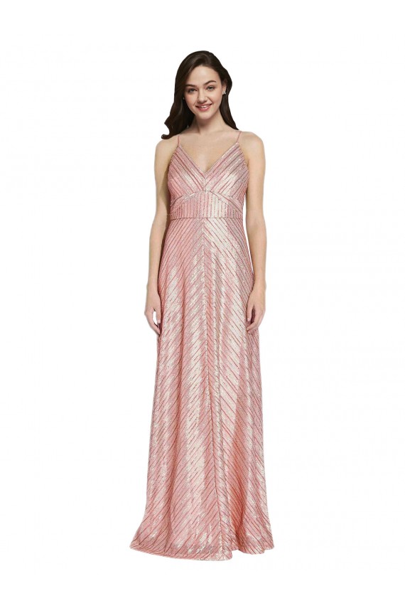 Best Sequin Low Back Long V-Neck Sheath Prom Dress Canada