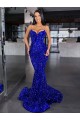 Best Velvet Sequin Sweep Train Spaghetti Straps Mermaid Prom Dress Canada
