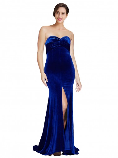 Best Stretch Velvet Low Back Sweep Train Sweetheart Mermaid Prom Dress Canada