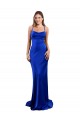 Best Silky Satin Criss Cross Open Back Long Cowl Neck Royal Blue Sheath Prom Dress Canada