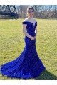 Best Velvet Sequin Sweep Train Off the Shoulder Sheath Prom Dress Canada