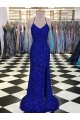 Best Velvet Sequin Sweep Train V-Neck Sleeveless Evening Prom Dress Canada