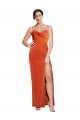Best Stretch Satin Criss Cross Back Sweep Train Spaghetti Straps Sheath Prom Dress Canada