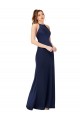 Best Silky Satin Criss Cross Back Long High Neck Sheath Prom Dress Canada